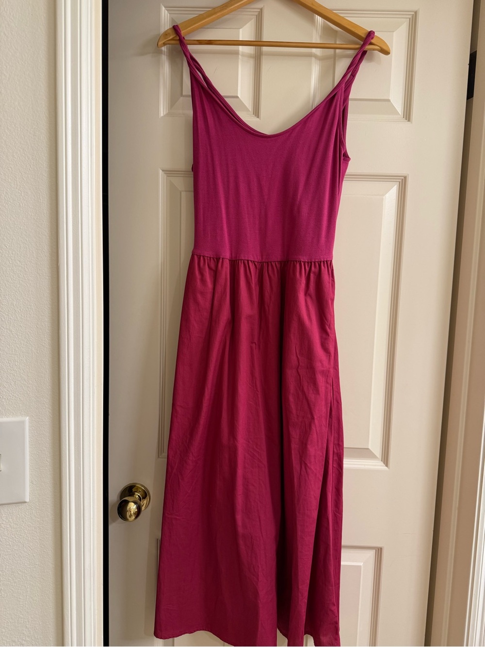 GAP Sleeveless Magenta Maxi Dress with Tie Straps